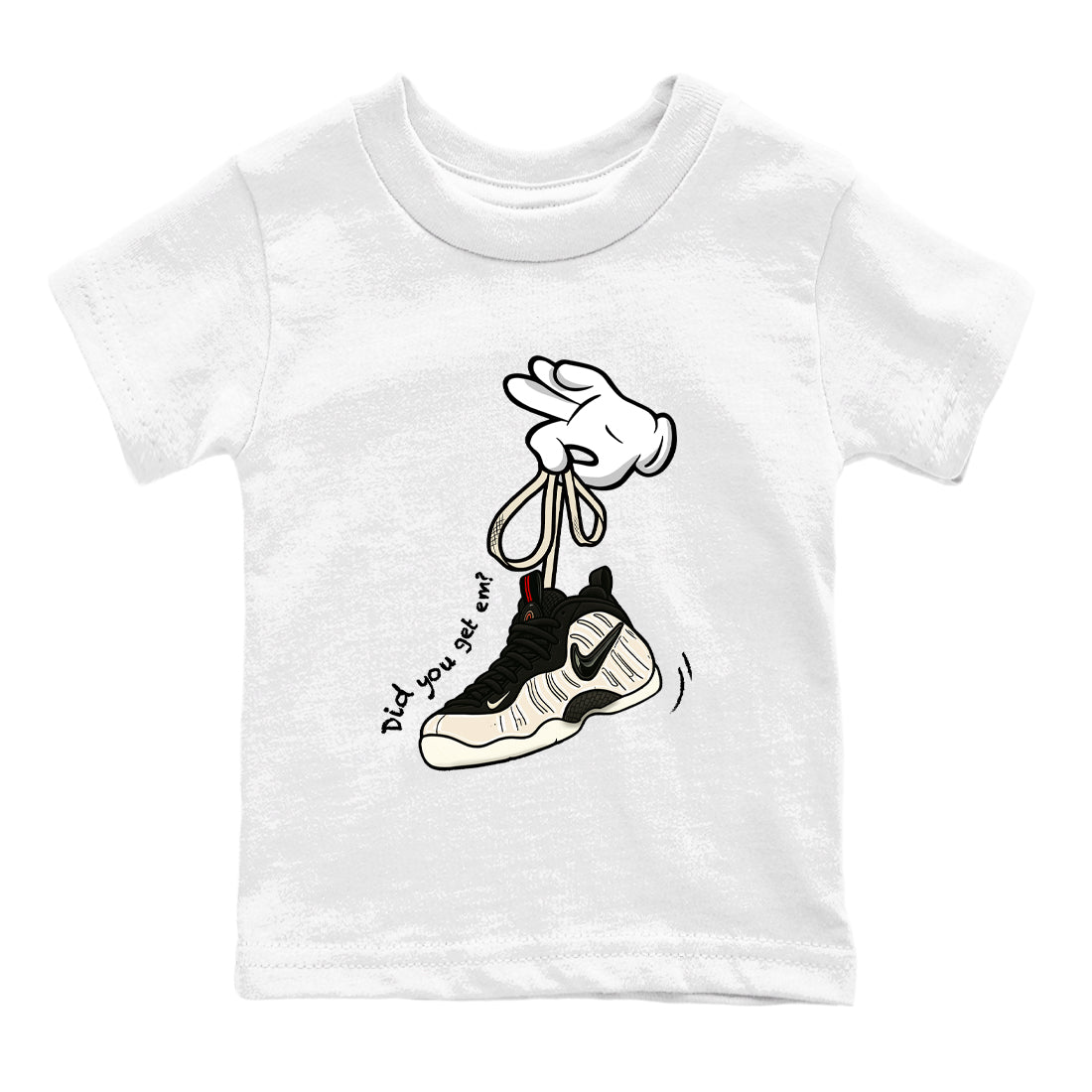 Sneaker Threads – Sneaker Tees To Match Air Foamposite One Pearl – Cartoon Hands Youth Graphic Tee White 2. Perfect for Jordan releases 2025 colorways.