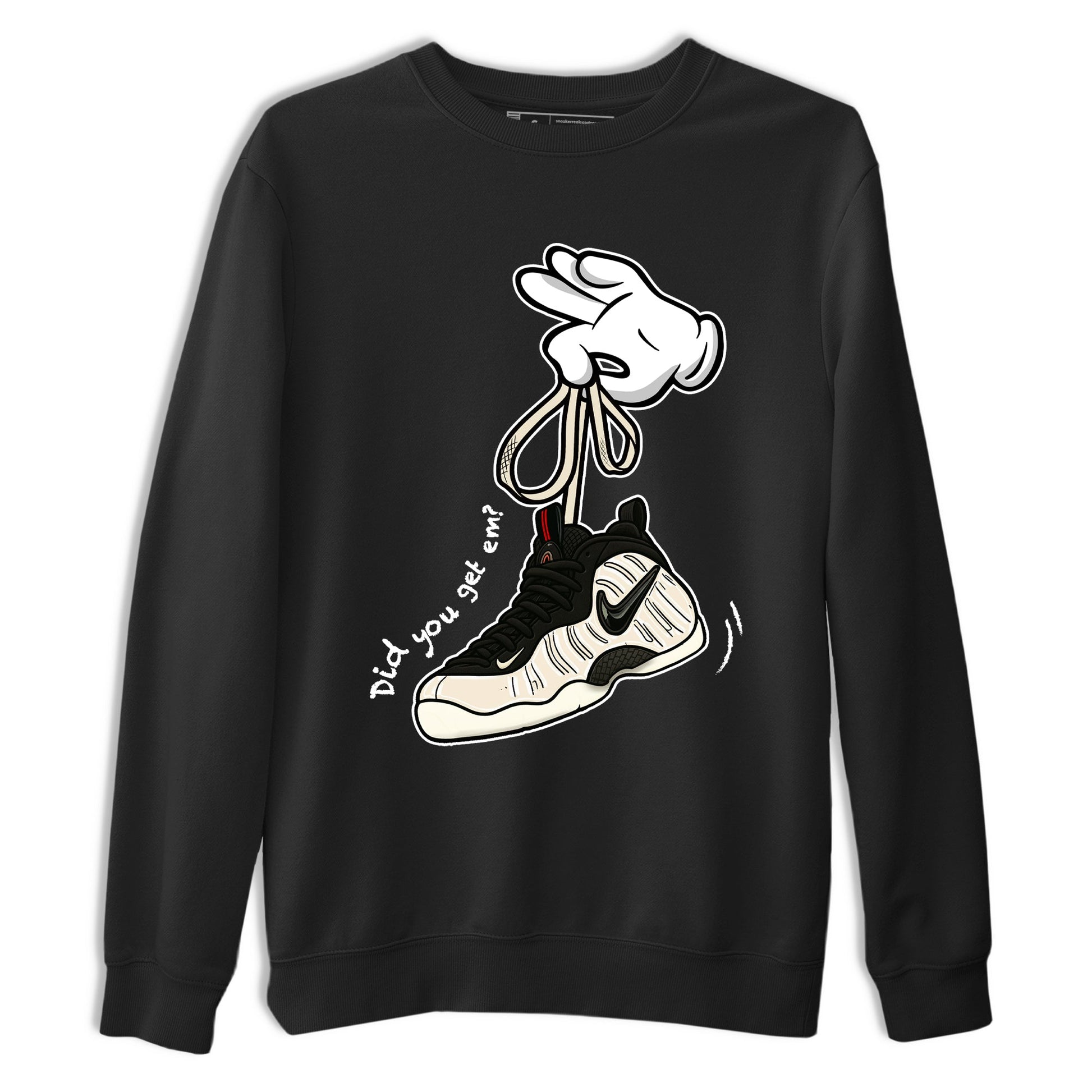 Sneaker Threads – Sneaker Tees To Match Air Foamposite One Pearl – Cartoon Hands Graphic Tee Black 2. Perfect for Jordan releases 2025 colorways.
