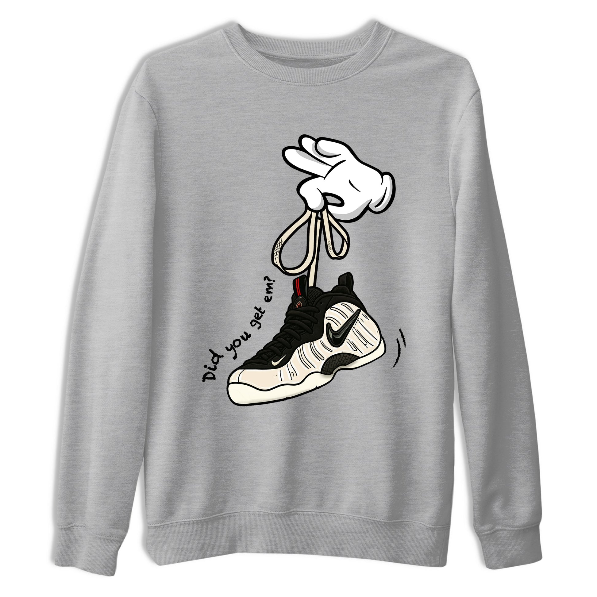Sneaker Threads – Sneaker Tees To Match Air Foamposite One Pearl – Cartoon Hands Graphic Tee Heather Grey 2. Perfect for Jordan releases 2025 colorways.