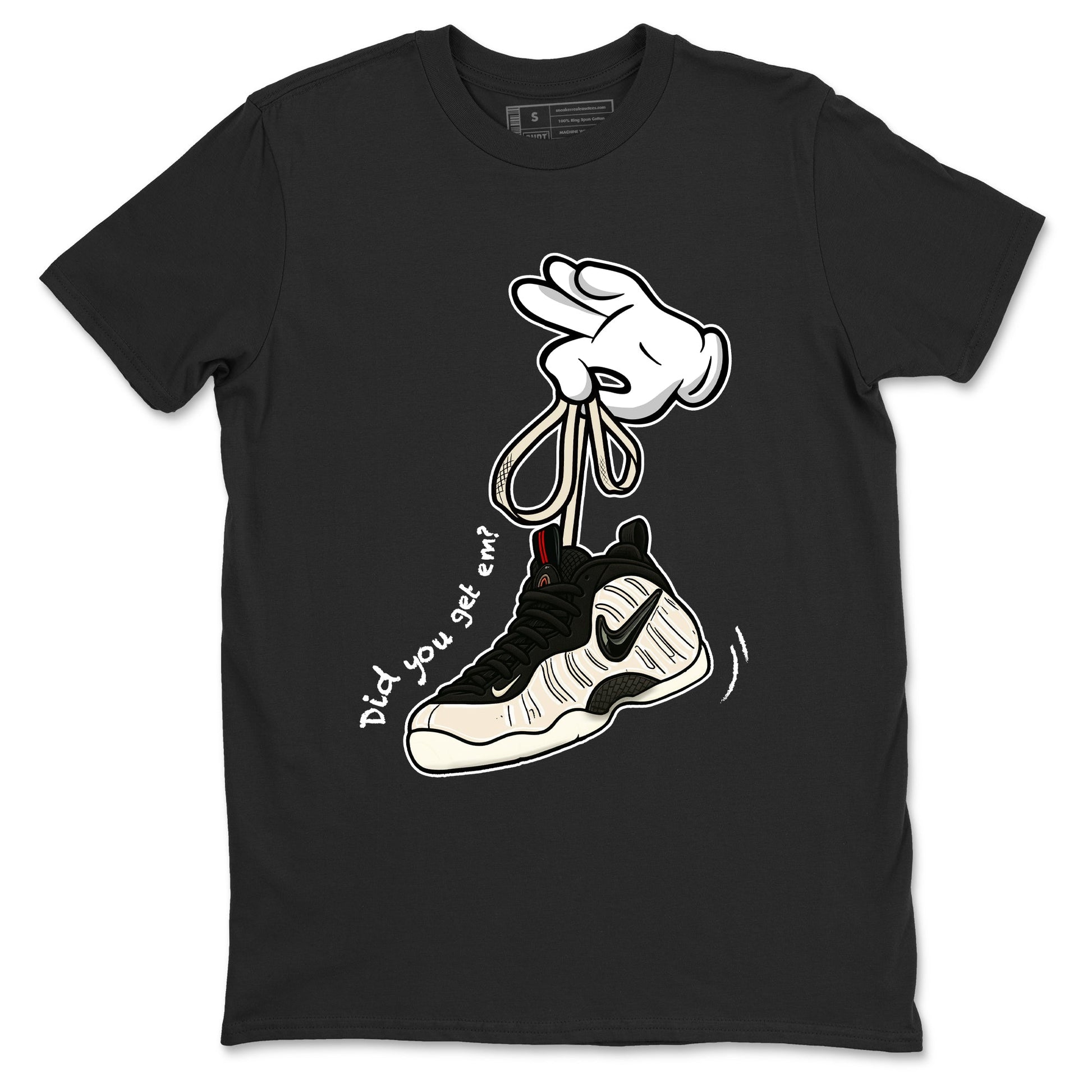 Sneaker Threads – Sneaker Tees To Match Air Foamposite One Pearl – Cartoon Hands Graphic Tee Black 2. Perfect for Jordan releases 2025 colorways.