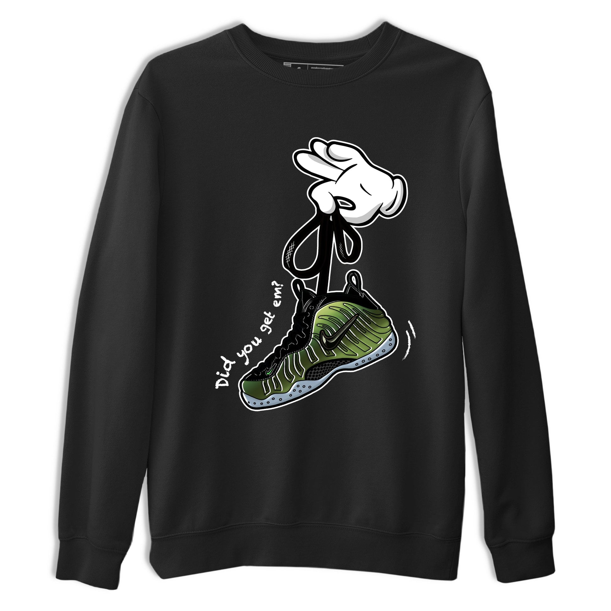 Best Christmas gifts for sneakerheads  – Sneaker Tees To Match Air Foamposite One Pine Green Sneakers – Cartoon Hands Graphic Tee Black 2