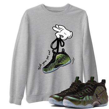 Best Christmas gifts for sneakerheads  – Sneaker Tees To Match Air Foamposite One Pine Green Sneakers – Cartoon Hands Graphic Tee Heather Grey 1