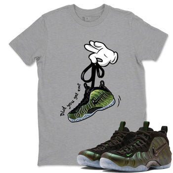 Best Christmas gifts for sneakerheads  – Sneaker Tees To Match Air Foamposite One Pine Green Sneakers – Cartoon Hands Graphic Tee Heather Grey 1