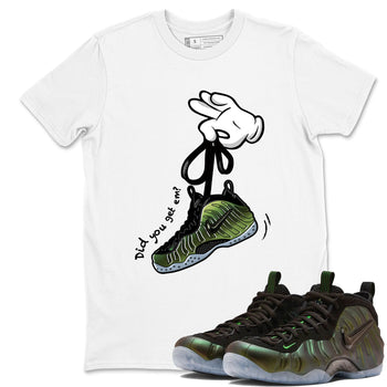 Best Christmas gifts for sneakerheads  – Sneaker Tees To Match Air Foamposite One Pine Green Sneakers – Cartoon Hands Graphic Tee White 1