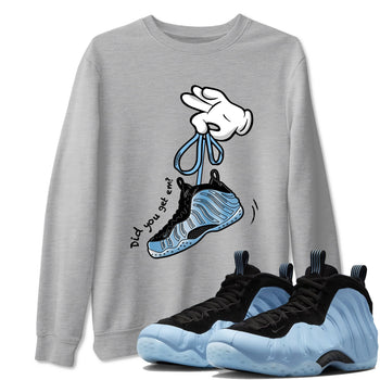 Cartoon Hands sneaker match t-shirt styled to complete your fit with the Air Foamposite One Psychic Blue sneakers, shown in Heather Grey 1.