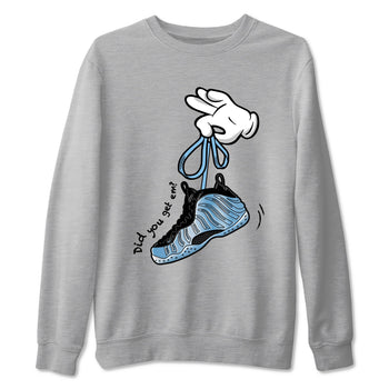 Cartoon Hands sneaker match t-shirt styled to complete your fit with the Air Foamposite One Psychic Blue sneakers, shown in Heather Grey 2.