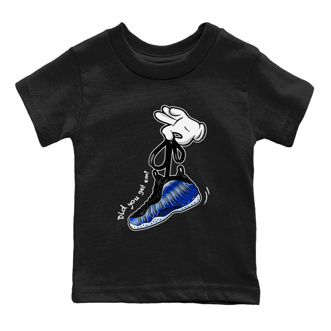 Air Foamposite One Royal shirts to match jordans Cartoon Hands sneaker match tees Foams One Royal match shoes to clothes SNRT Sneaker Tees Youth Baby Black 2 tee