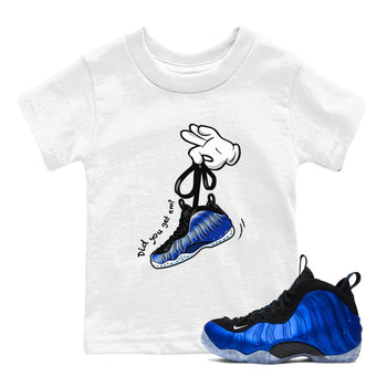 Air Foamposite One Royal shirts to match jordans Cartoon Hands sneaker match tees Foams One Royal match shoes to clothes SNRT Sneaker Tees Youth Baby White 1 tee