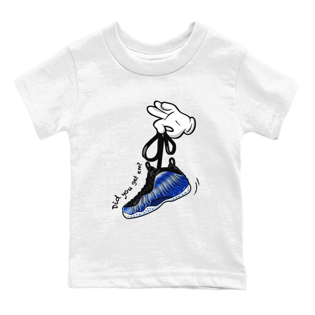 Air Foamposite One Royal shirts to match jordans Cartoon Hands sneaker match tees Foams One Royal match shoes to clothes SNRT Sneaker Tees Youth Baby White 2 tee