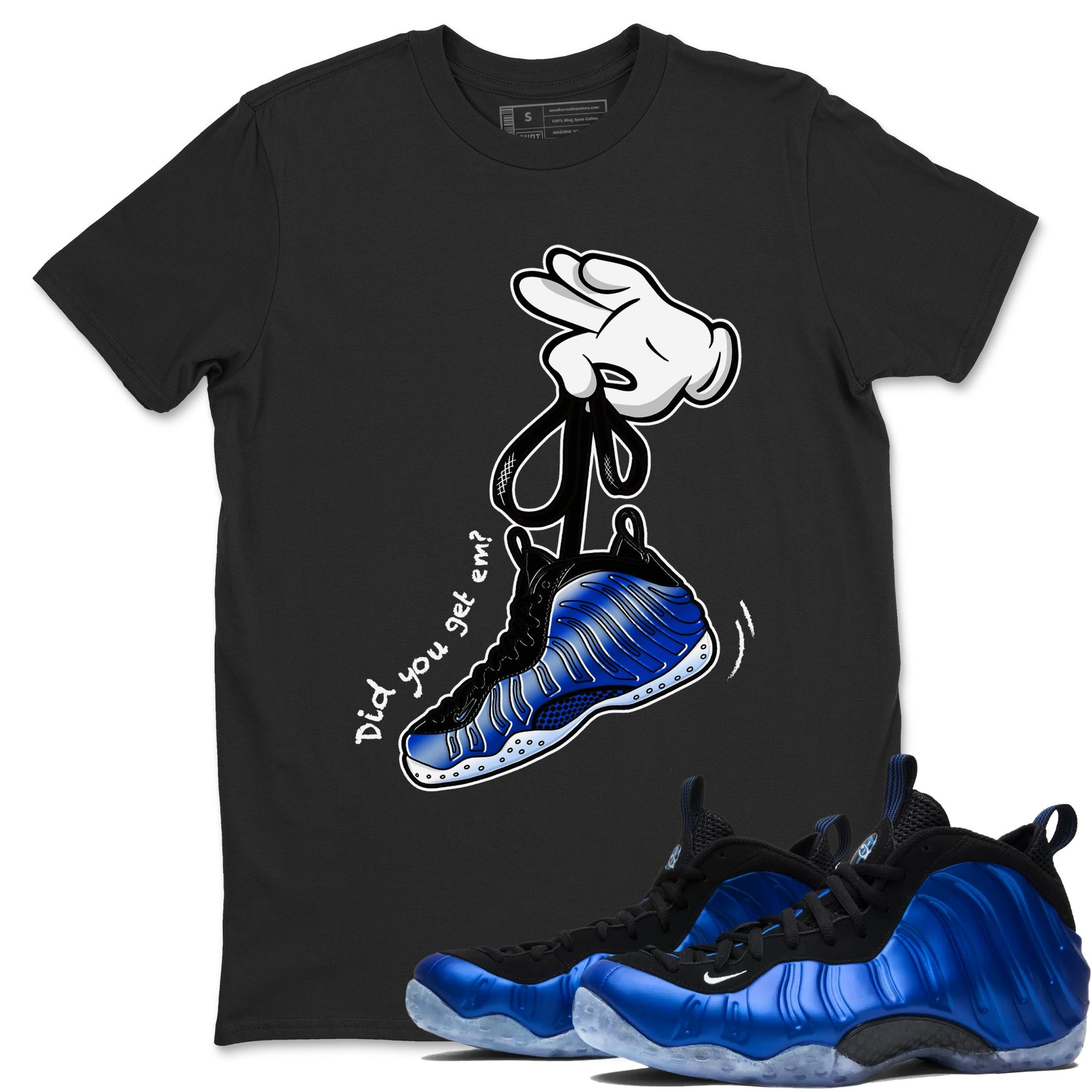 Air Foamposite One Royal shirts to match jordans Cartoon Hands sneaker match tees Foams One Royal match shoes to clothes SNRT Sneaker Tees unisex cotton Black 1 shirts