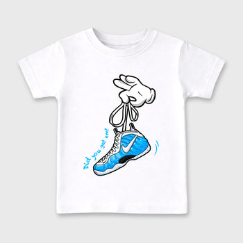 Best Sneakerfit for Sneakerheads Graphic Tees To Match Air Foamposite One University Blue Sneakers – Cartoon Hands Kids T-Shirt White 2
