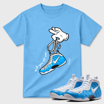 Cartoon Hands SNRT Sneaker Tees - Air Foamposite Pro University Blue - SNRT Sneaker T-shirts