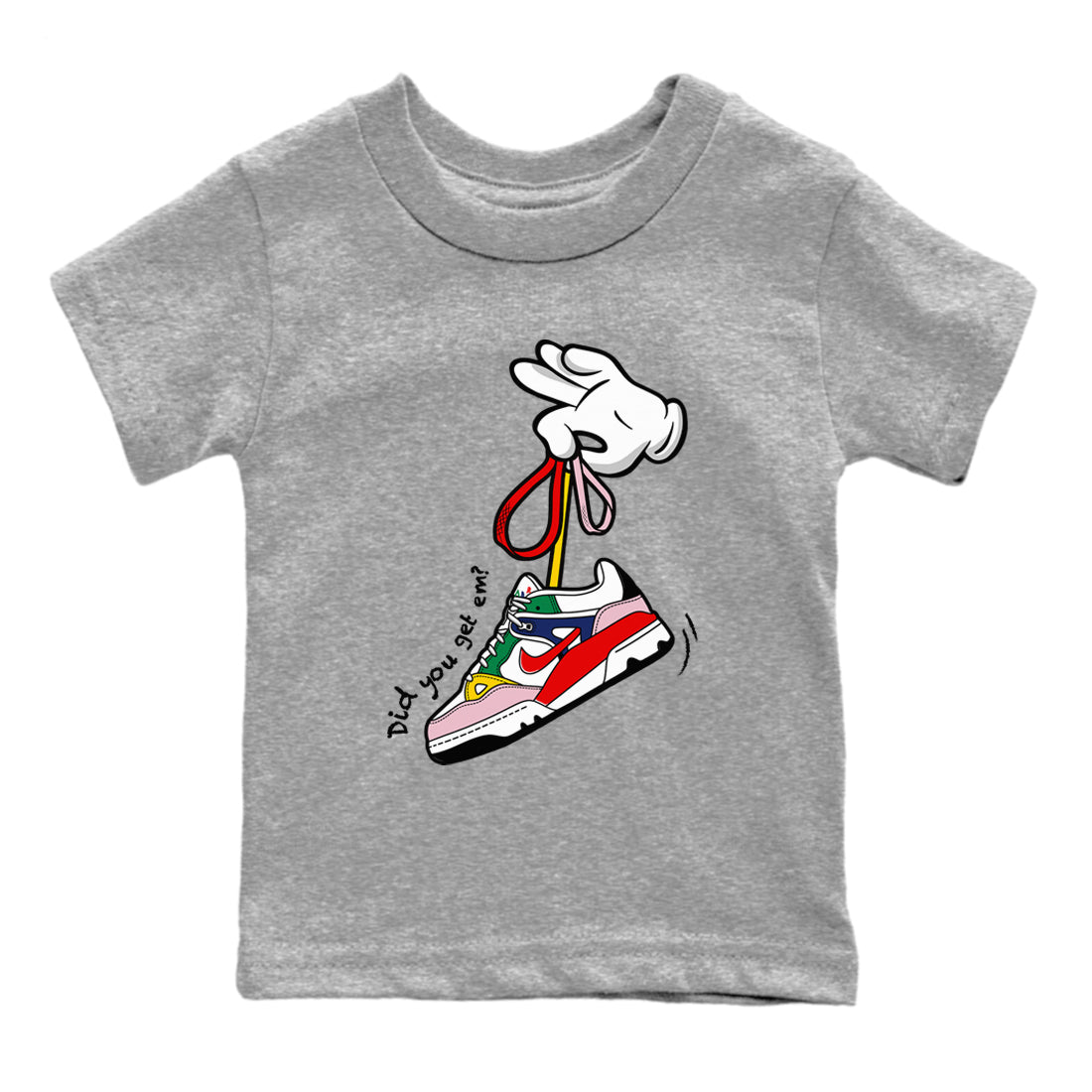 AF 3 Nigo shirtsto match jordans Cartoon Hands sneaker match tees Air Force 3 Low x Nigo Blue Void and Tour Yellow match shoes to clothes SNRT Sneaker Tees Youth Baby Heather Grey 2 tee