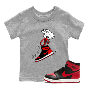 1s '85 Bred shirts to match jordans Cartoon Hands best t shirts to wear with jordans Air Jordan 1 Retro HIgh OG '85 Bred match shoes to clothes SNRT Sneaker Tees Youth Baby Heather Grey 1 tee