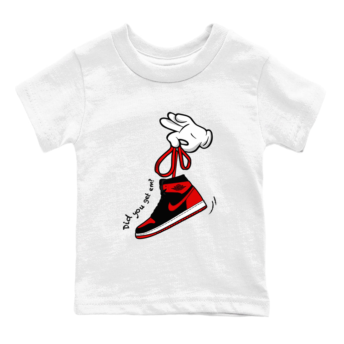 1s '85 Bred shirts to match jordans Cartoon Hands best t shirts to wear with jordans Air Jordan 1 Retro HIgh OG '85 Bred match shoes to clothes SNRT Sneaker Tees Youth Baby White 2 tee