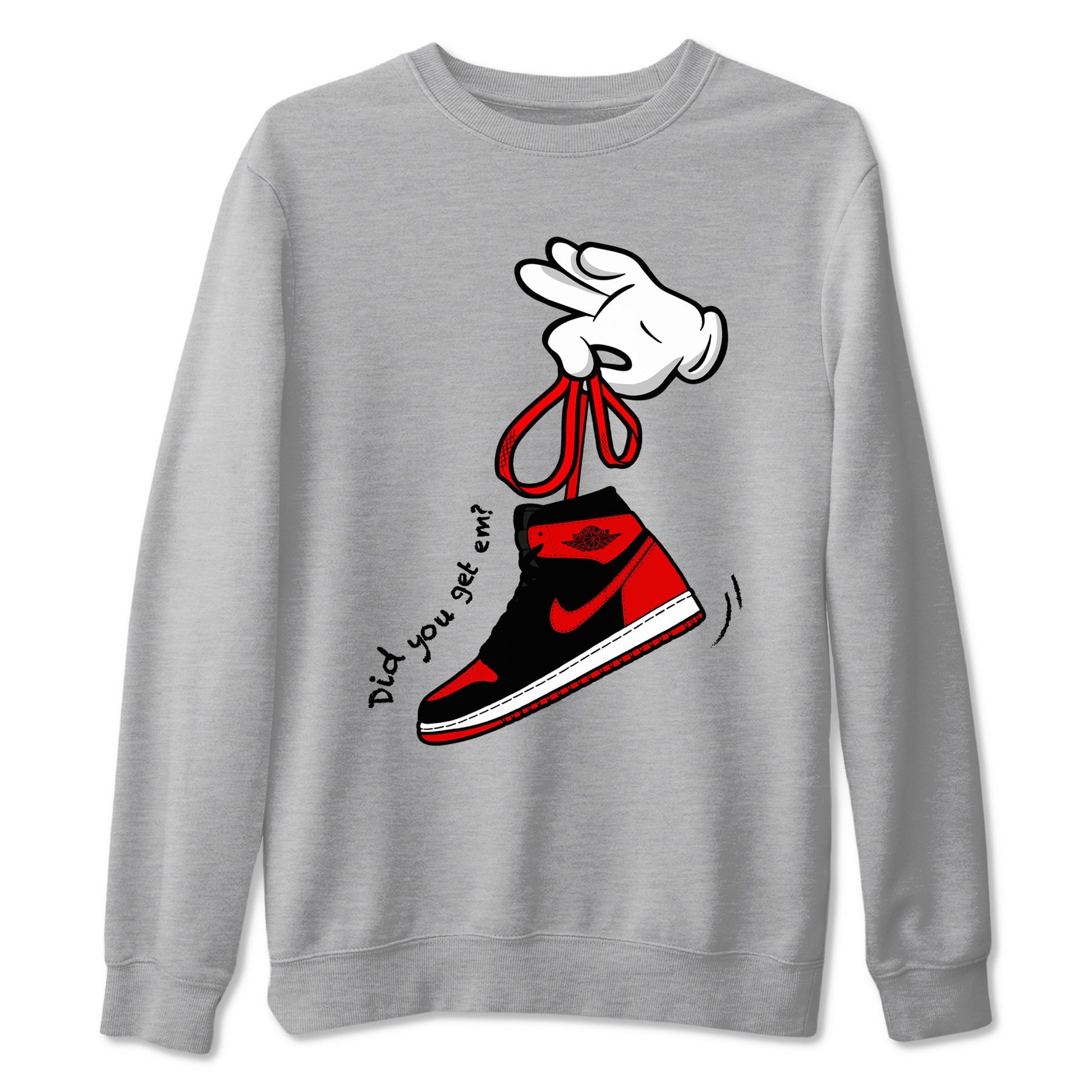 1s '85 Bred shirts to match jordans Cartoon Hands best t shirts to wear with jordans Air Jordan 1 Retro HIgh OG '85 Bred match shoes to clothes SNRT Sneaker Tees unisex cotton Heather Grey 2 shirts