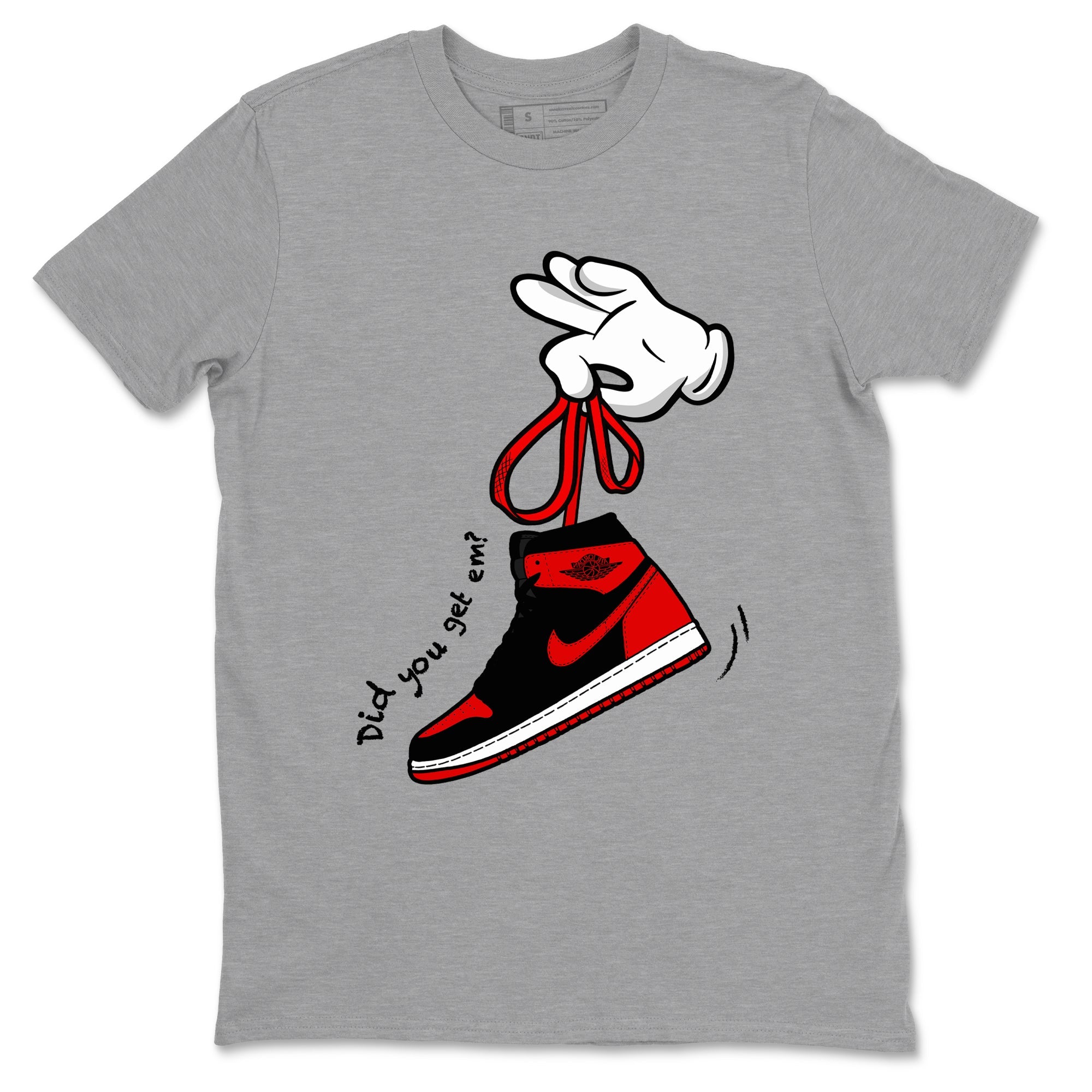1s '85 Bred shirts to match jordans Cartoon Hands best t shirts to wear with jordans Air Jordan 1 Retro HIgh OG '85 Bred match shoes to clothes SNRT Sneaker Tees unisex cotton Heather Grey 2 shirts