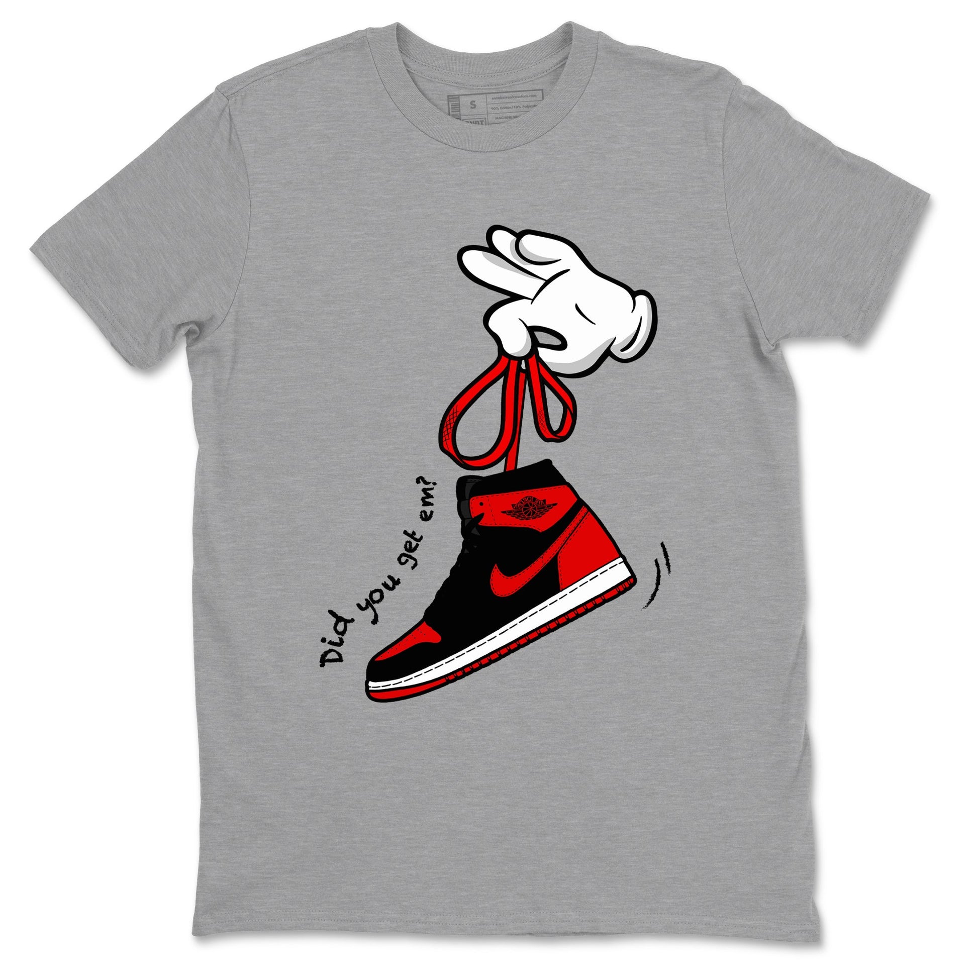 1s '85 Bred shirts to match jordans Cartoon Hands best t shirts to wear with jordans Air Jordan 1 Retro HIgh OG '85 Bred match shoes to clothes SNRT Sneaker Tees unisex cotton Heather Grey 2 shirts