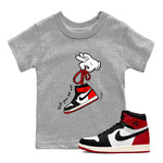 1s Black Toe Reimagined shirts to match jordans Cartoon Hands sneaker match tees Air Jordan 1 Black Toe Reimagined SNRT Sneaker Release Tees Youth Baby Heather Grey 1 crew neck shirts