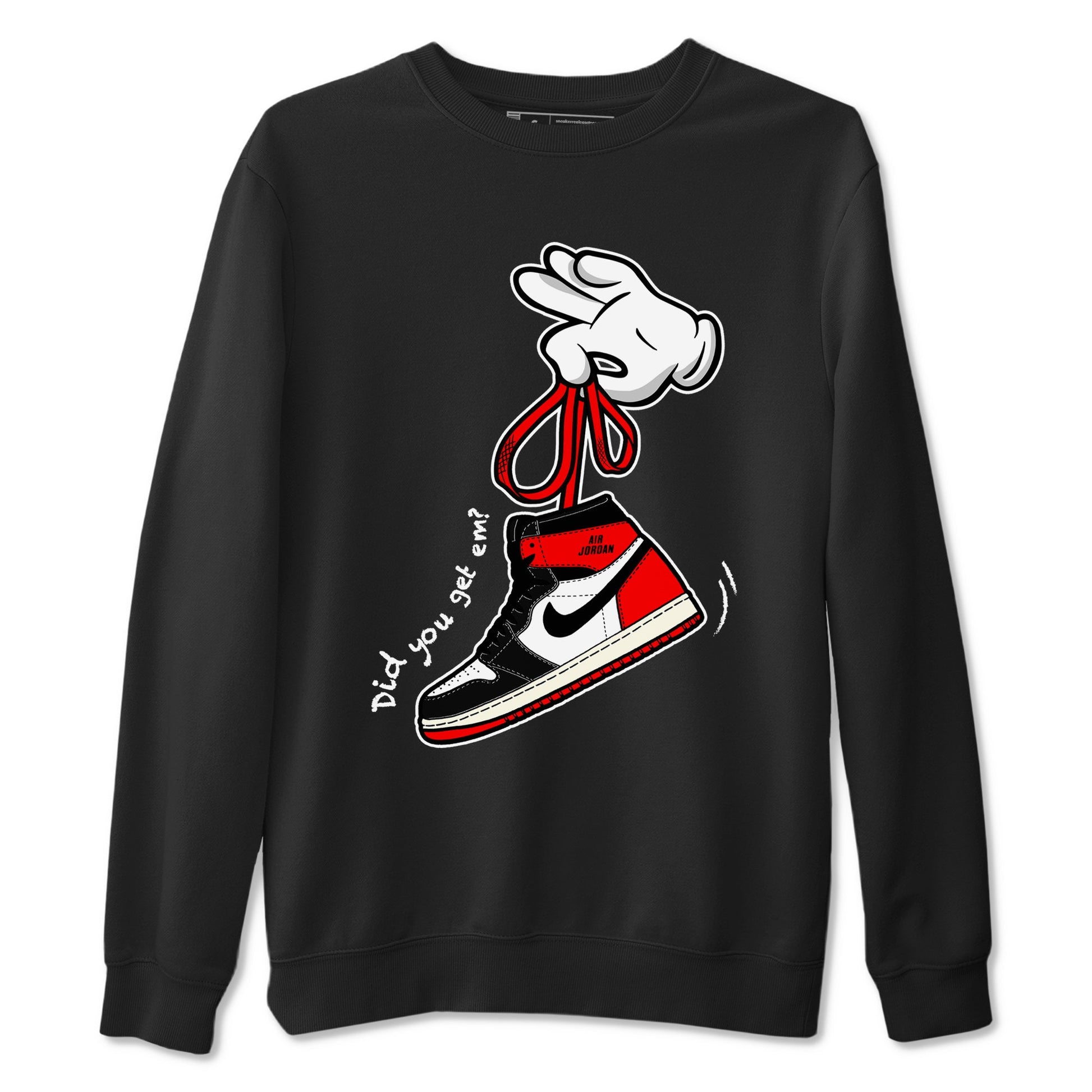 1s Black Toe Reimagined shirts to match jordans Cartoon Hands sneaker match tees Air Jordan 1 Black Toe Reimagined SNRT Sneaker Release Tees unisex cotton Black 2 crew neck shirts