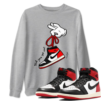 1s Black Toe Reimagined shirts to match jordans Cartoon Hands sneaker match tees Air Jordan 1 Black Toe Reimagined SNRT Sneaker Release Tees unisex cotton Heather Grey 1 crew neck shirts
