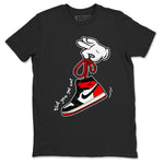 1s Black Toe Reimagined shirts to match jordans Cartoon Hands sneaker match tees Air Jordan 1 Black Toe Reimagined SNRT Sneaker Release Tees unisex cotton Black 2 crew neck shirts