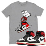 1s Black Toe Reimagined shirts to match jordans Cartoon Hands sneaker match tees Air Jordan 1 Black Toe Reimagined SNRT Sneaker Release Tees unisex cotton Heather Grey 1 crew neck shirts