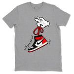 1s Black Toe Reimagined shirts to match jordans Cartoon Hands sneaker match tees Air Jordan 1 Black Toe Reimagined SNRT Sneaker Release Tees unisex cotton Heather Grey 2 crew neck shirts