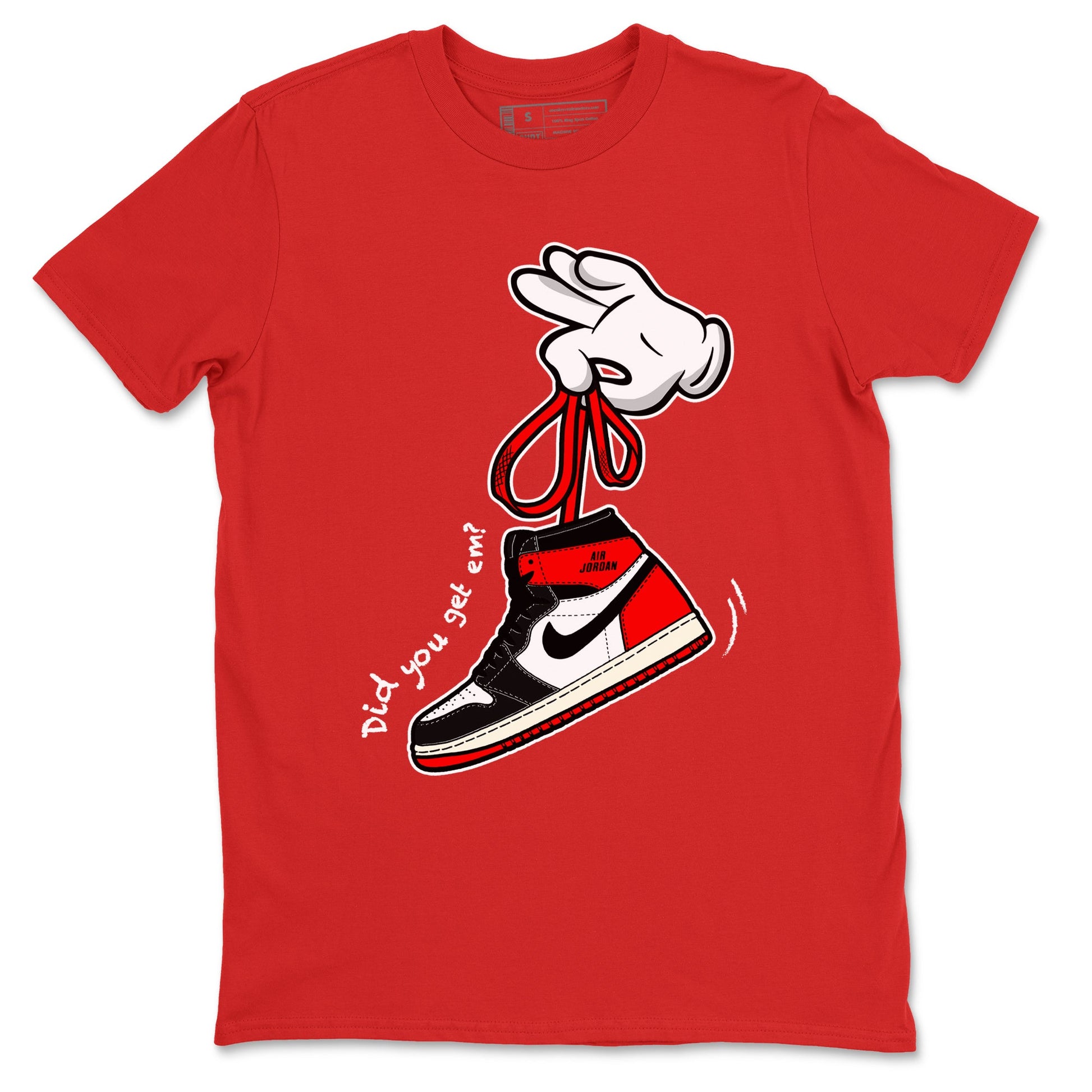 1s Black Toe Reimagined shirts to match jordans Cartoon Hands sneaker match tees Air Jordan 1 Black Toe Reimagined SNRT Sneaker Release Tees unisex cotton Red 2 crew neck shirts