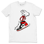 1s Black Toe Reimagined shirts to match jordans Cartoon Hands sneaker match tees Air Jordan 1 Black Toe Reimagined SNRT Sneaker Release Tees unisex cotton White 2 crew neck shirts