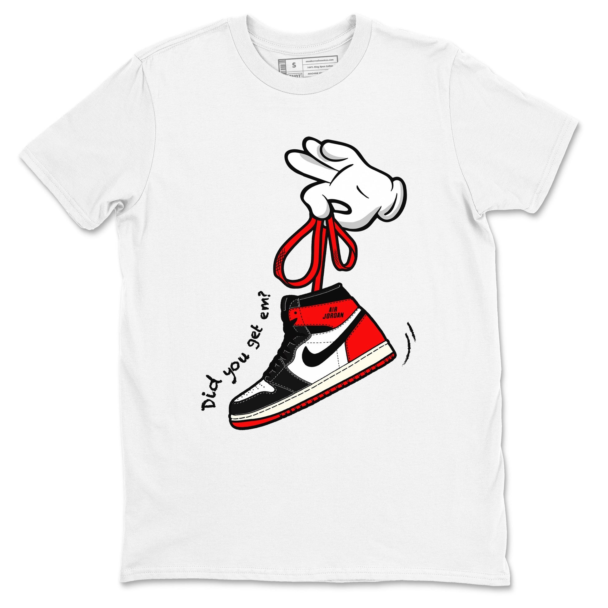 1s Black Toe Reimagined shirts to match jordans Cartoon Hands sneaker match tees Air Jordan 1 Black Toe Reimagined SNRT Sneaker Release Tees unisex cotton White 2 crew neck shirts