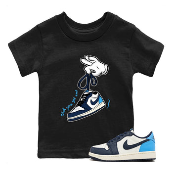 1s Obsidian shirts to match jordans Cartoon Hands sneaker match tees Air Jordan 1 Low OG Obsidian match shoes to clothes SNRT Sneaker Tees Youth Baby Black 1 tee