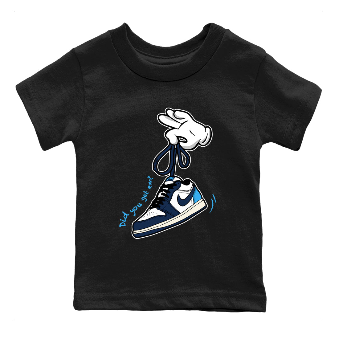 1s Obsidian shirts to match jordans Cartoon Hands sneaker match tees Air Jordan 1 Low OG Obsidian match shoes to clothes SNRT Sneaker Tees Youth Baby Black 2 tee