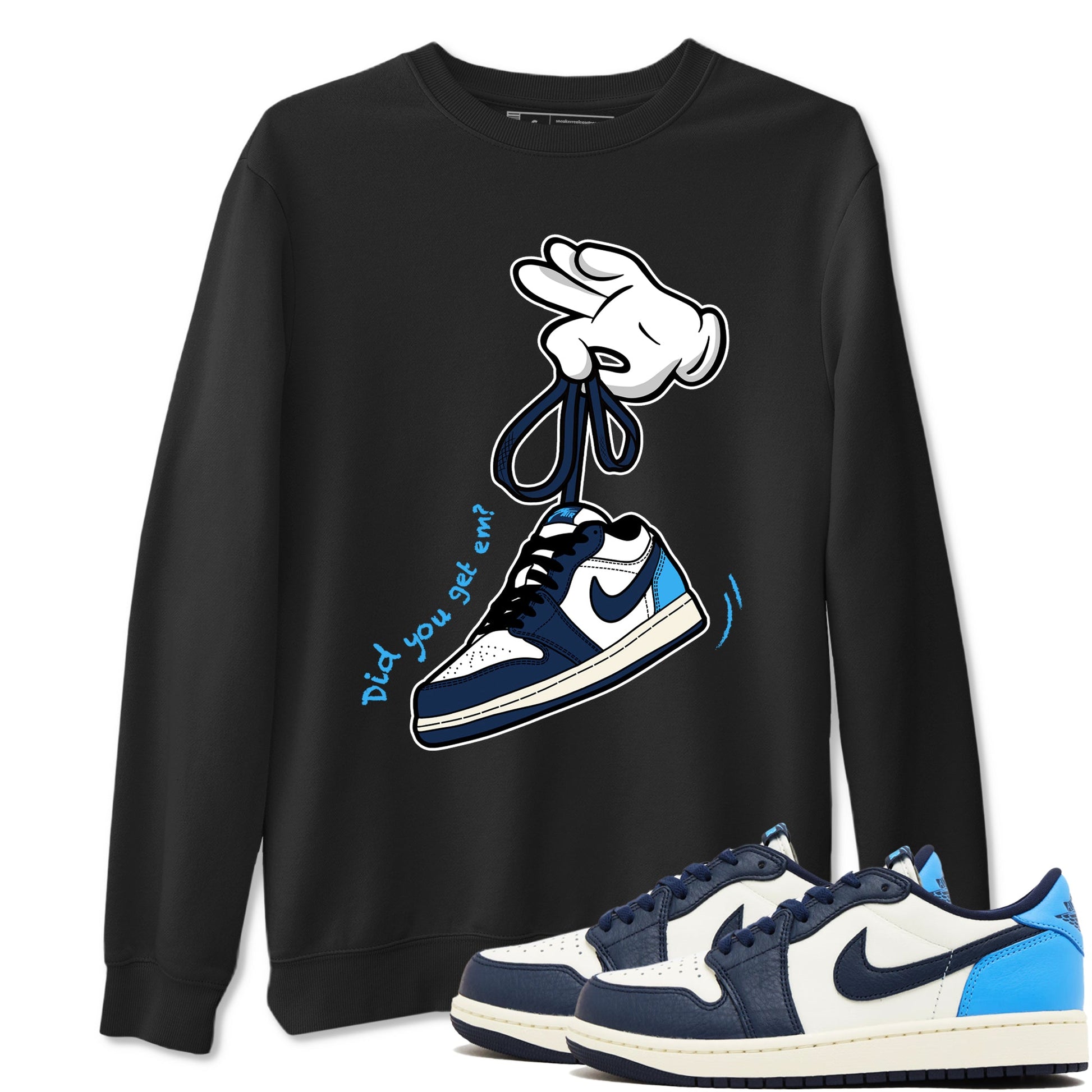 1s Obsidian shirts to match jordans Cartoon Hands sneaker match tees Air Jordan 1 Low OG Obsidian match shoes to clothes SNRT Sneaker Tees unisex cotton Black 1 shirts
