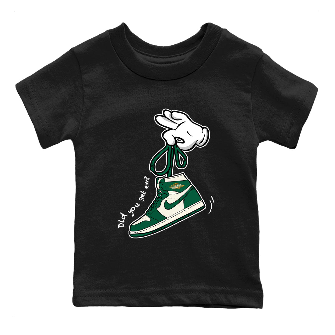 Sneaker Threads – Sneaker Tees To Match Air Jordan 1 Pro Green – Cartoon Hands Youth Graphic Tee Black 2. Perfect for Jordan releases 2025 colorways.