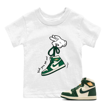 Sneaker Threads – Sneaker Tees To Match Air Jordan 1 Pro Green – Cartoon Hands Youth Graphic Tee White 1. Perfect for Jordan releases 2025 colorways.