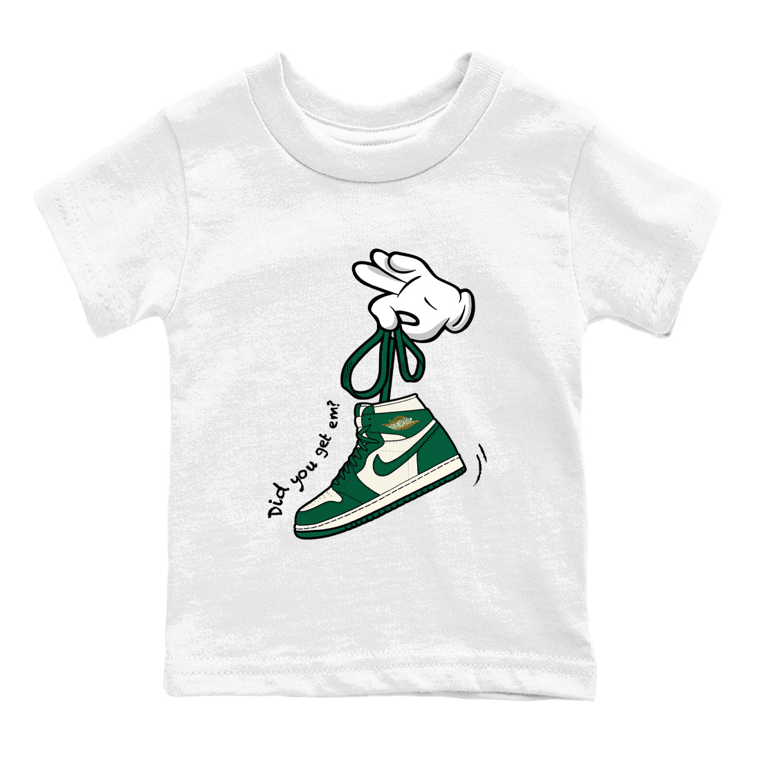Sneaker Threads – Sneaker Tees To Match Air Jordan 1 Pro Green – Cartoon Hands Youth Graphic Tee White 2. Perfect for Jordan releases 2025 colorways.