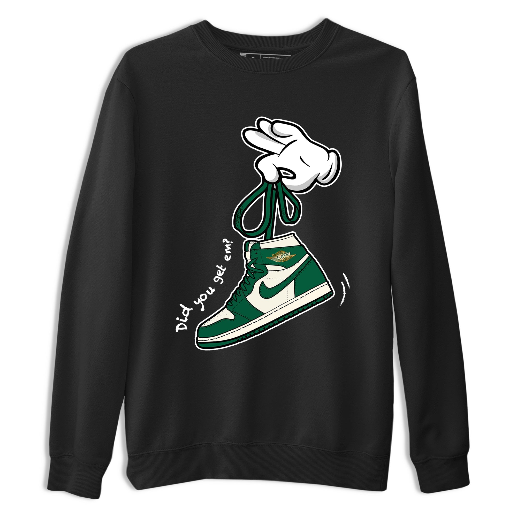 Sneaker Threads – Sneaker Tees To Match Air Jordan 1 Pro Green – Cartoon Hands Graphic Tee Black 2. Perfect for Jordan releases 2025 colorways.