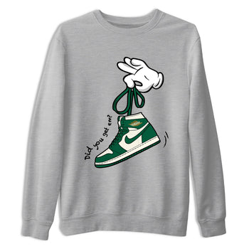 Sneaker Threads – Sneaker Tees To Match Air Jordan 1 Pro Green – Cartoon Hands Graphic Tee Heather Grey 2. Perfect for Jordan releases 2025 colorways.
