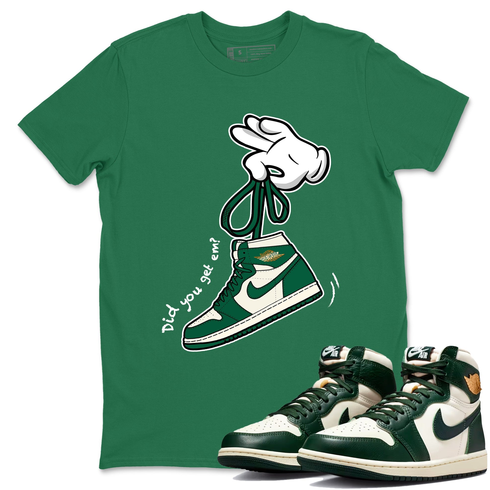 Sneaker Threads – Sneaker Tees To Match Air Jordan 1 Pro Green – Cartoon Hands Graphic Tee Kelly Green 1. Perfect for Jordan releases 2025 colorways.