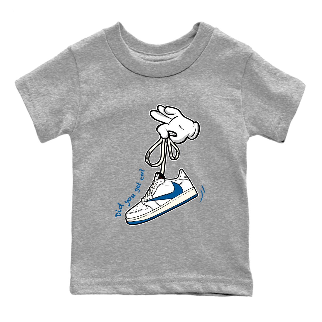 Sneaker match tees – Sneaker Tees To Match Air Jordan 1 Travis Scott Fragment Shoes – Cartoon Hands Kids T-Shirt Heather Grey 2