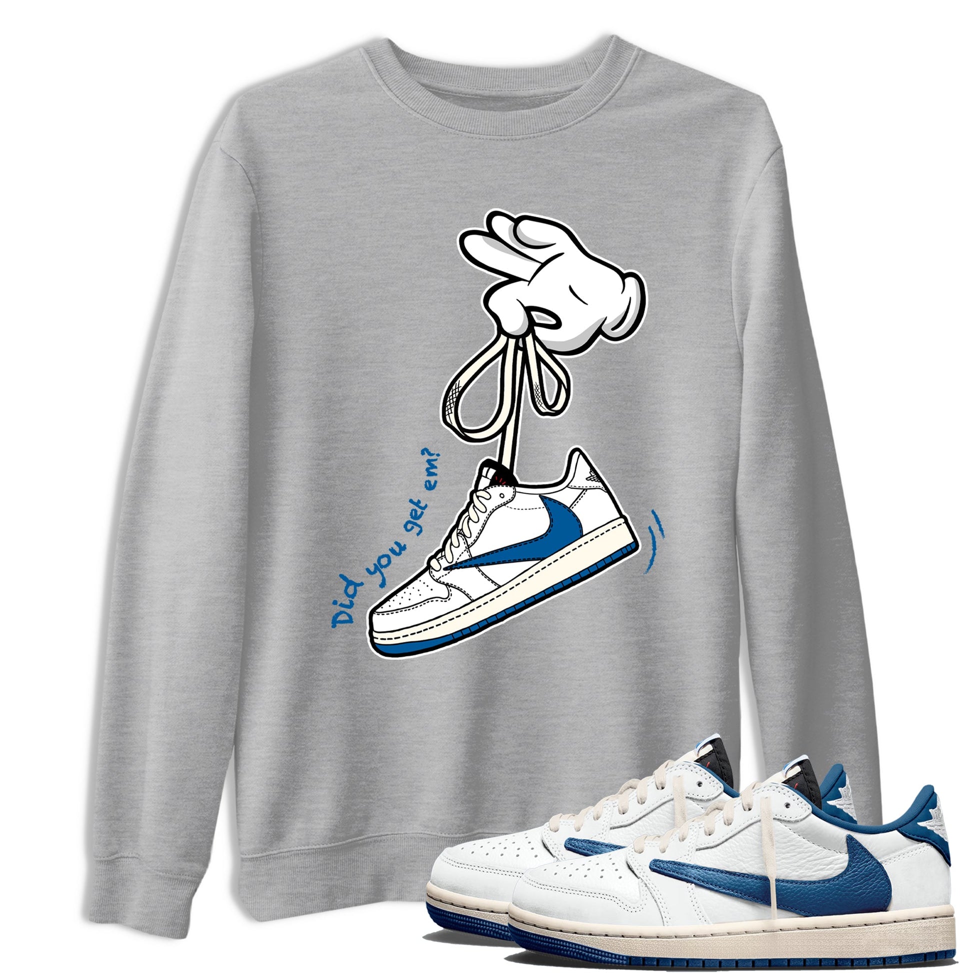Sneaker match tees – Sneaker Tees To Match Air Jordan 1 Travis Scott Fragment Shoes – Cartoon Hands Tee Heather Grey 1
