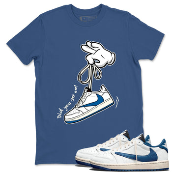 Sneaker match tees – Sneaker Tees To Match Air Jordan 1 Travis Scott Fragment Shoes – Cartoon Hands Tee Denim Blue 1