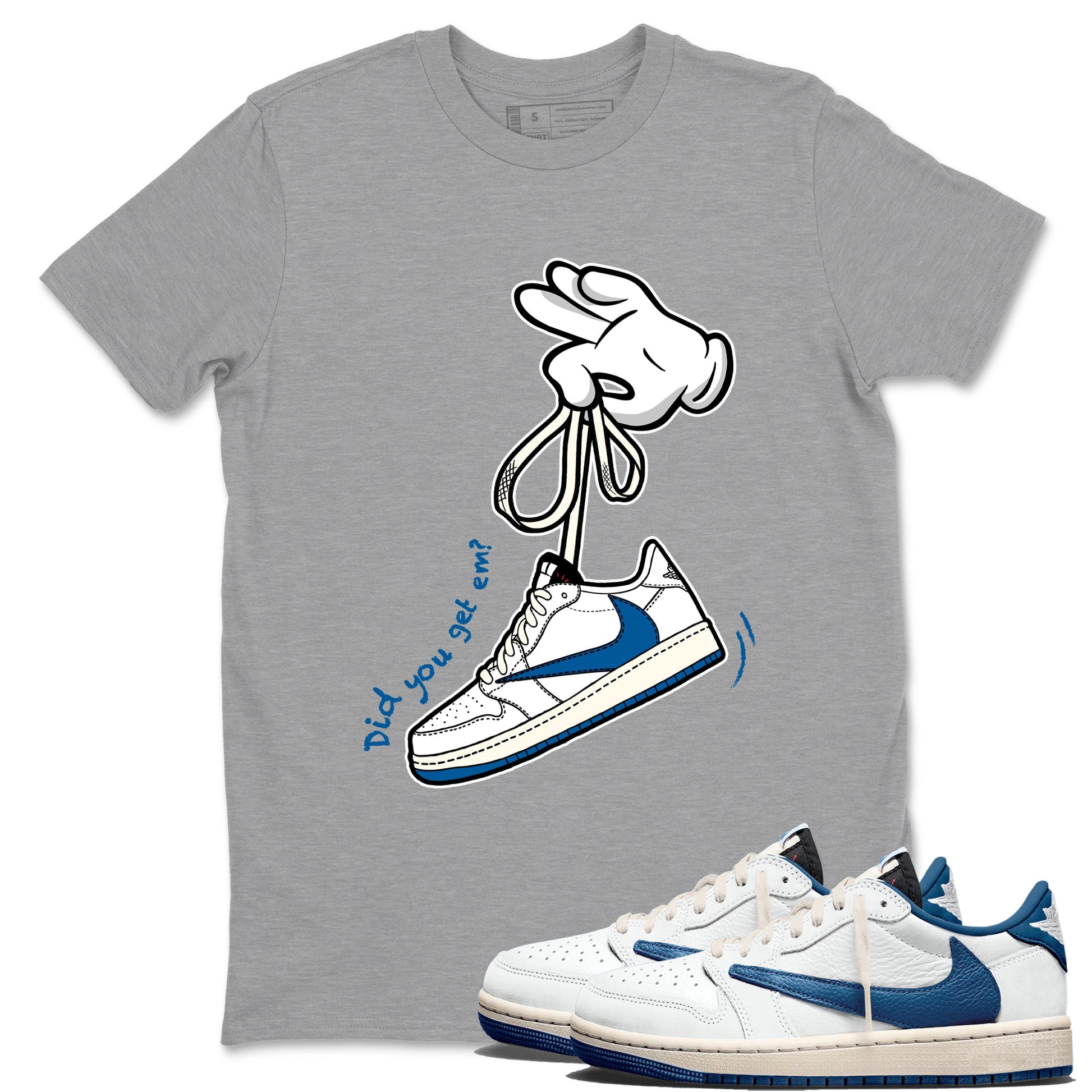 Sneaker match tees – Sneaker Tees To Match Air Jordan 1 Travis Scott Fragment Shoes – Cartoon Hands Tee Heather Grey 1