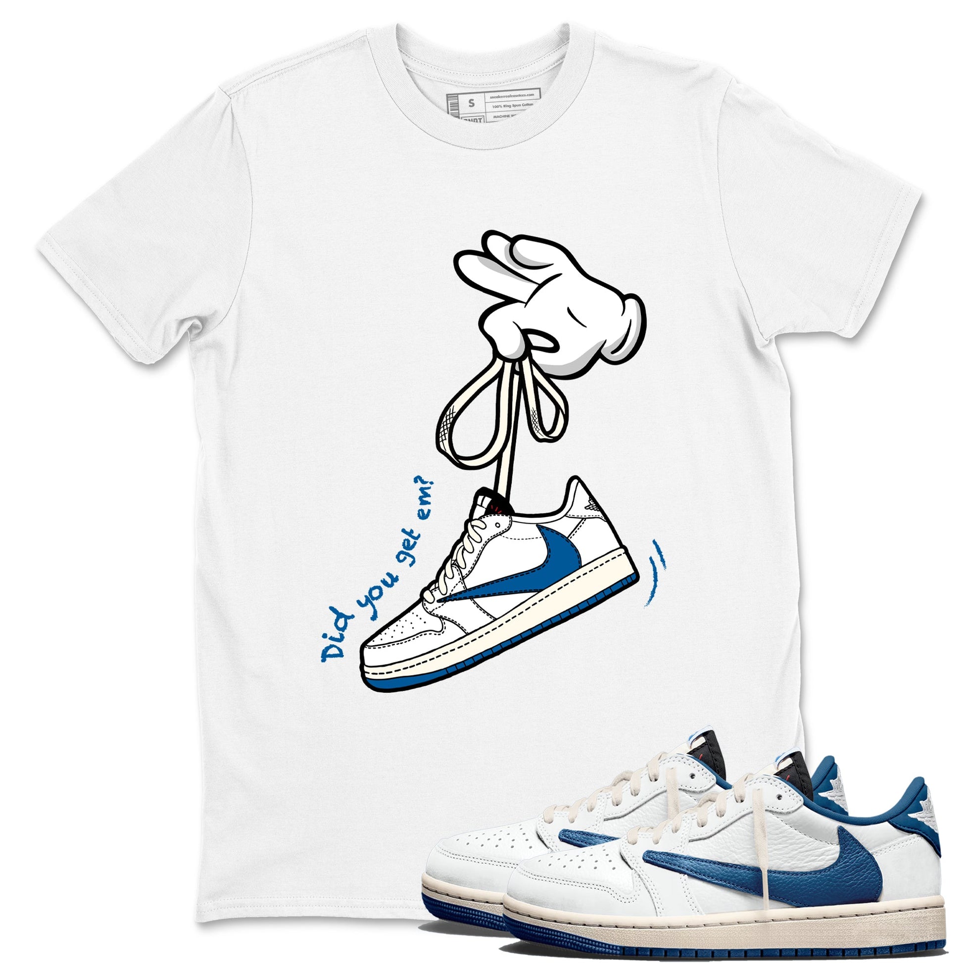 Sneaker match tees – Sneaker Tees To Match Air Jordan 1 Travis Scott Fragment Shoes – Cartoon Hands Tee White 1