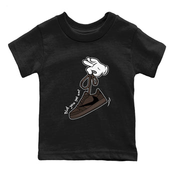 AJ1 Travis Scott Velvet Brown and Dark Mocha shirts to match jordans Cartoon Hands sneaker match tees 1s Travis Scott Velvet Brown match shoes to clothes SNRT Sneaker Tees Youth Baby Black 2 tee