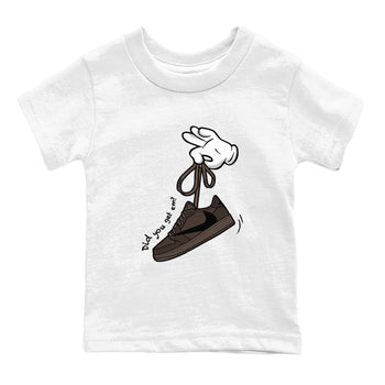 AJ1 Travis Scott Velvet Brown and Dark Mocha shirts to match jordans Cartoon Hands sneaker match tees 1s Travis Scott Velvet Brown match shoes to clothes SNRT Sneaker Tees Youth Baby White 2 tee