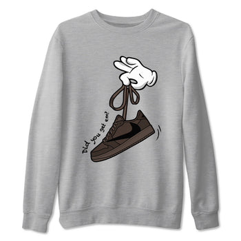 AJ1 Travis Scott Velvet Brown and Dark Mocha shirts to match jordans Cartoon Hands sneaker match tees 1s Travis Scott Velvet Brown match shoes to clothes SNRT Sneaker Tees unisex cotton Heather Grey 2 shirts