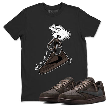 AJ1 Travis Scott Velvet Brown and Dark Mocha shirts to match jordans Cartoon Hands sneaker match tees 1s Travis Scott Velvet Brown match shoes to clothes SNRT Sneaker Tees unisex cotton Black 1 shirts