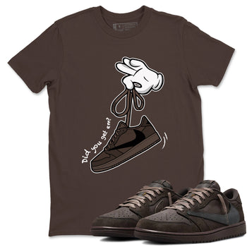 AJ1 Travis Scott Velvet Brown and Dark Mocha shirts to match jordans Cartoon Hands sneaker match tees 1s Travis Scott Velvet Brown match shoes to clothes SNRT Sneaker Tees unisex cotton Dark Chocolate 1 shirts